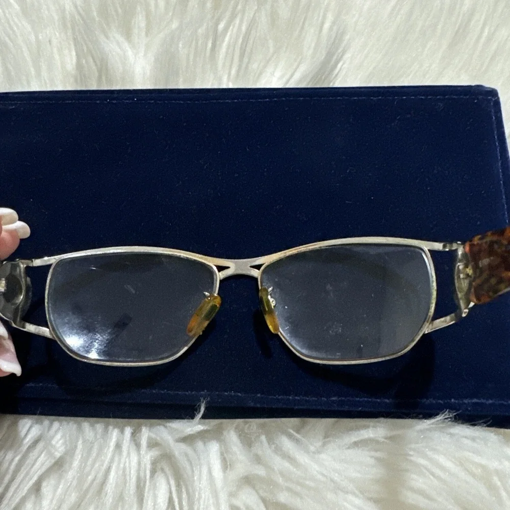 Vintage Fendi Oversized eyeglasses Frames only ornate Italy Metal Logo RARE